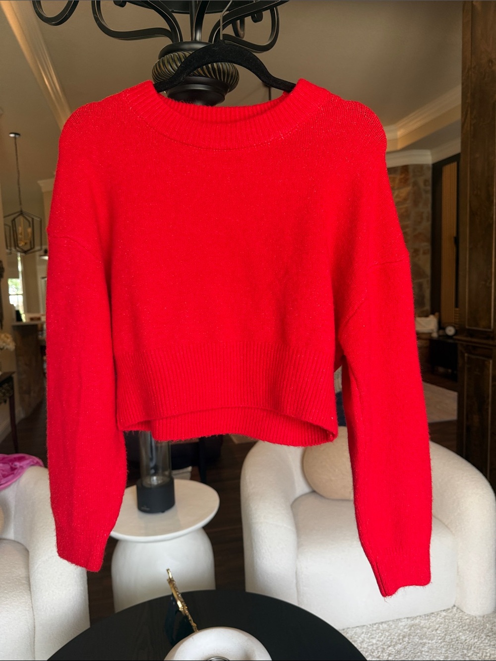 Jon & Anna Bright Red Cropped Crewneck Sweater